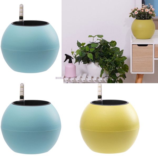 3pcs 5" self watering planter container flower pots w/ water level gauge