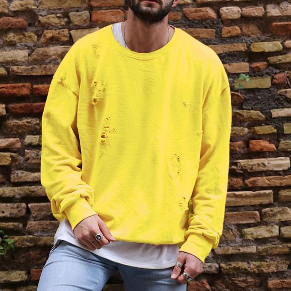 men fashion hole decorate casual loose hoodies pure color long sleeve o neck sweatshirts streetwear tracksuits autumn clothing, Black
men fashion hole decorate casual loose hoodies pure color long sleeve o neck sweatshirts streetwear tracksuits autumn clothing, Black