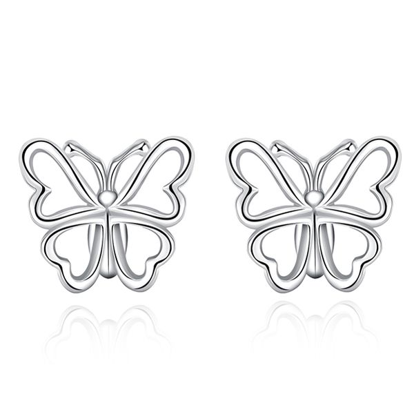 plated sterling silver glossy butterfly ear earrings djse554 size 1.3x1.2cm; women's 925 silver plate stud jewelry earrings, Golden;silver 
plated sterling silver glossy butterfly ear earrings djse554 size 1.3x1.2cm; women's 925 silver plate stud jewelry earrings, Golden;silver