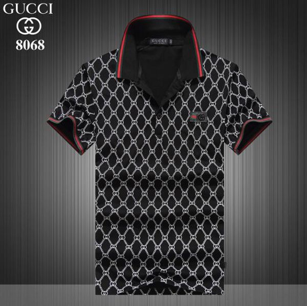 

New 13 aaa 13 gucci cotton boutique men women fa hion ca ual hort leeved t hirt polo hirt 005, White;black