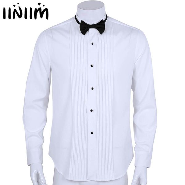 mens classic long sleeve wingtip collar slim fit solid color casual tuxedo dress shirts with bow tie for weeding formal parties, White;black
mens classic long sleeve wingtip collar slim fit solid color casual tuxedo dress shirts with bow tie for weeding formal parties, White;black