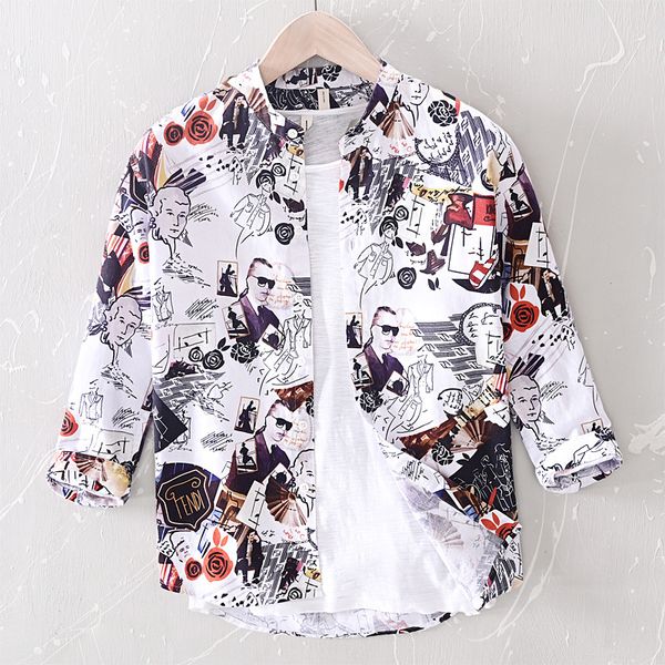 2020 men casual three-quarter-length sleeve print shirt teenager comfortable cotton linen fashion flower shirt, White;black
2020 men casual three-quarter-length sleeve print shirt teenager comfortable cotton linen fashion flower shirt, White;black