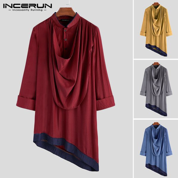 incerun men shirt patchwork streetwear long sleeve robes vintage stand collar muslim irregular shirts men plus size 5xl, White;black
incerun men shirt patchwork streetwear long sleeve robes vintage stand collar muslim irregular shirts men plus size 5xl, White;black