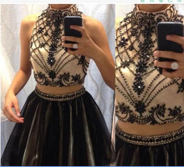 short two pieces cocktail dresses high neck litter black dress crystal beaded mini prom dresses hollow back party dress homecoming gown, Red
short two pieces cocktail dresses high neck litter black dress crystal beaded mini prom dresses hollow back party dress homecoming gown, Red