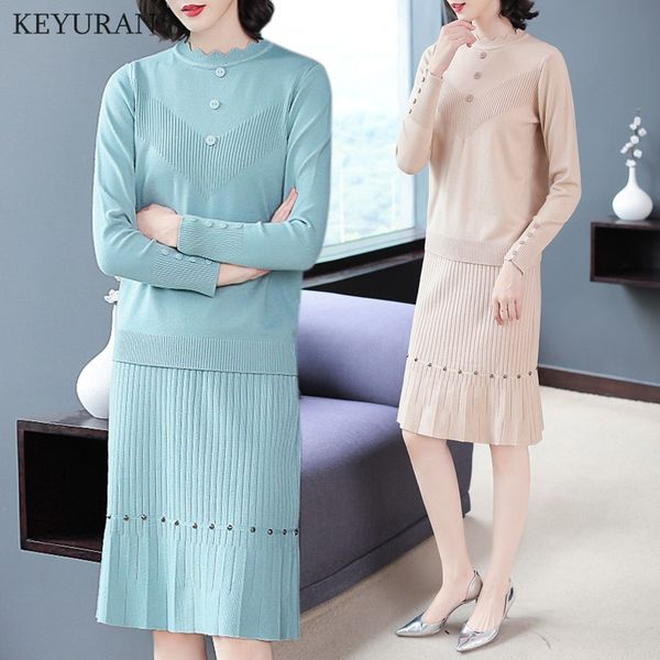2019 winter new women knitted suit petal collar long sleeve knitting sweater + rivet beaded decored design a-line skirt 2pcs set, White
2019 winter new women knitted suit petal collar long sleeve knitting sweater + rivet beaded decored design a-line skirt 2pcs set, White
