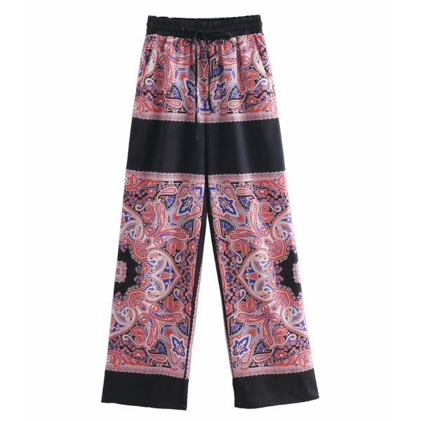women vintage totem floral print wide leg pants retro chic elastic waist lace up trousers patchwork pantalones mujer pants p287, Black;white
women vintage totem floral print wide leg pants retro chic elastic waist lace up trousers patchwork pantalones mujer pants p287, Black;white