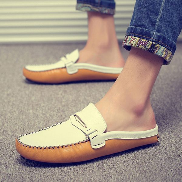 summer fashion casual men's british slides hard-wearing concise & comfortable shoes convenient slip-ons tide leather slippers, Blue;gray
summer fashion casual men's british slides hard-wearing concise & comfortable shoes convenient slip-ons tide leather slippers, Blue;gray