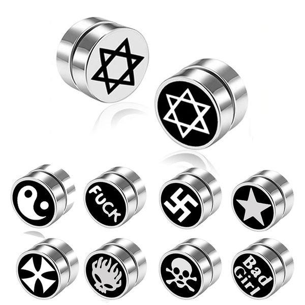 1pair 2pc titanium steel no ear hole mens women earrings trendy round magnet magnetic magic clip earring star/skull/cross, Silver
1pair 2pc titanium steel no ear hole mens women earrings trendy round magnet magnetic magic clip earring star/skull/cross, Silver