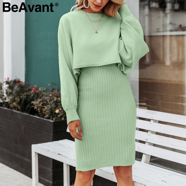 berrygo elegant 2 pieces women knitted dress autumn winter ladies pullover work wear sweater suit solid bodycon sweater dress, Black;gray
berrygo elegant 2 pieces women knitted dress autumn winter ladies pullover work wear sweater suit solid bodycon sweater dress, Black;gray