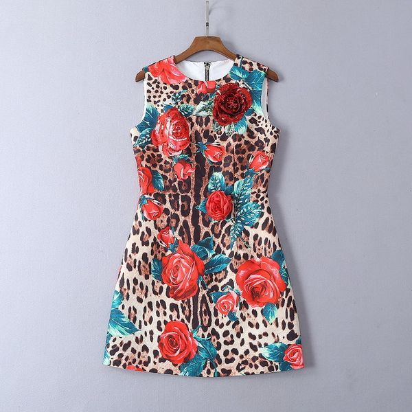 european and american women's spring 2019 new style sleeveless sequined flower embroidery leopard print rose jacquard dress, Black;gray
european and american women's spring 2019 new style sleeveless sequined flower embroidery leopard print rose jacquard dress, Black;gray