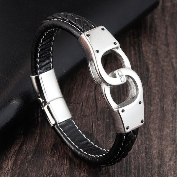 men leather bracelet stainless steel cool handcuffs shape bangles magnetic-clasp cowhide braided armband pulsera hombre, Golden;silver
men leather bracelet stainless steel cool handcuffs shape bangles magnetic-clasp cowhide braided armband pulsera hombre, Golden;silver