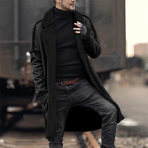 new fashion men loose warm plush cardigan long furry double-sided coat cashmere american style warm jacket blouses, Black
new fashion men loose warm plush cardigan long furry double-sided coat cashmere american style warm jacket blouses, Black