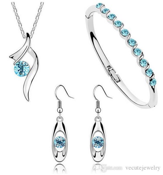 18k white gold plated cute austrian crystal necklace earrings bangle jewelry sets for women jewelry sets, Black
18k white gold plated cute austrian crystal necklace earrings bangle jewelry sets for women jewelry sets, Black
