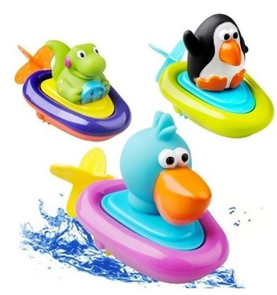 baby bath toy pull and go boat bath clockwork toy children play in swimming pool bathtub penguin dinosaur toys for boys girls