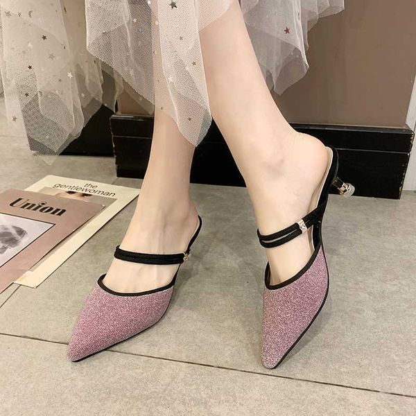 slippers ladies shoes woman mules cover pointed toe bling high heels casual shoes slides, Black
slippers ladies shoes woman mules cover pointed toe bling high heels casual shoes slides, Black