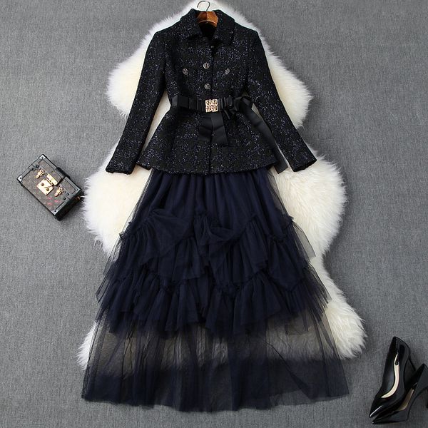 european and american women's clothing 2019 winter new style long-sleeved tweed jacket gauze skirt fashion suits, White
european and american women's clothing 2019 winter new style long-sleeved tweed jacket gauze skirt fashion suits, White