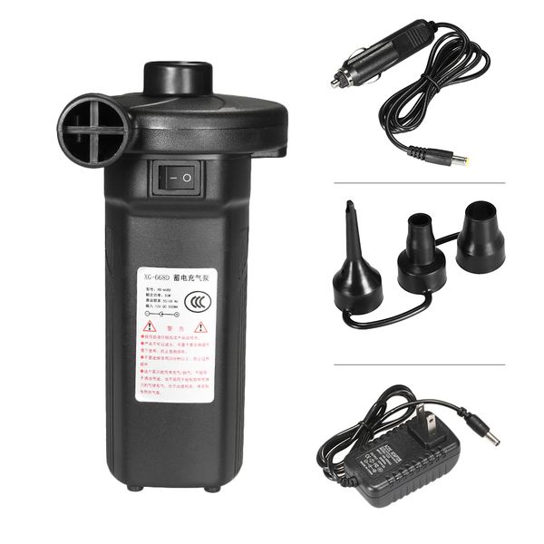 kkmoon ac 100-240v/dc 12v rechargeable electric air pump portable air mattress pump quick-fill inflator deflator with nozzles
kkmoon ac 100-240v/dc 12v rechargeable electric air pump portable air mattress pump quick-fill inflator deflator with nozzles