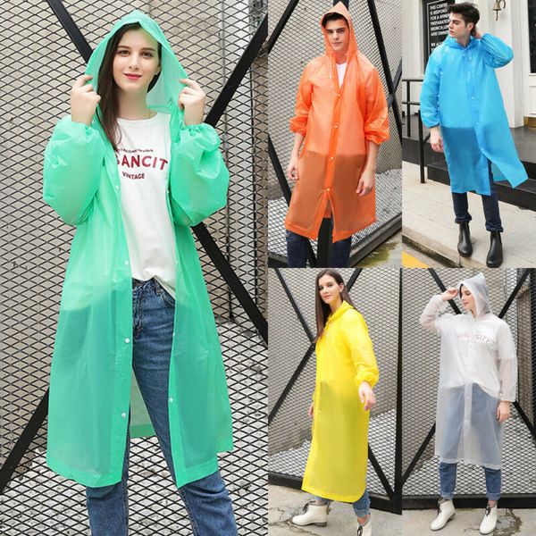 

family raincoats women men adults eva transparent hooded raincoat for rain coat outdoor rainwear waterproof coat cover