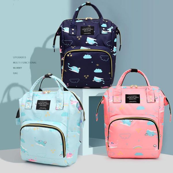 Mummy Bag Diaper Multifunctional Bag Baby Large Capacity Maternity Backpack Elephant Print Wet Waterproof Baby Pregnant Bags