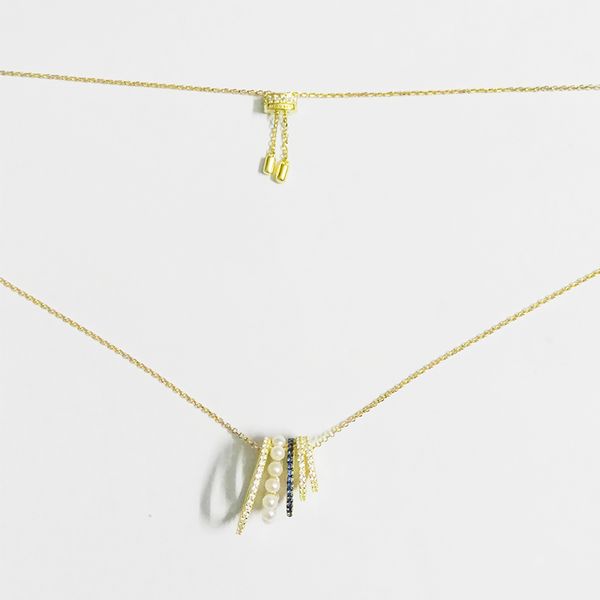 wholesale-white and navy hoop adjustable necklace with pearls - yellow silver
wholesale-white and navy hoop adjustable necklace with pearls - yellow silver
