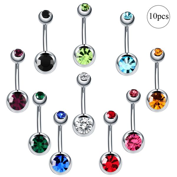 10pcs/lot steel ombligo double crystal gem belly button rings gauged piercing navel nombril piercing rings fashion jewelry 14g, Slivery;golden
10pcs/lot steel ombligo double crystal gem belly button rings gauged piercing navel nombril piercing rings fashion jewelry 14g, Slivery;golden