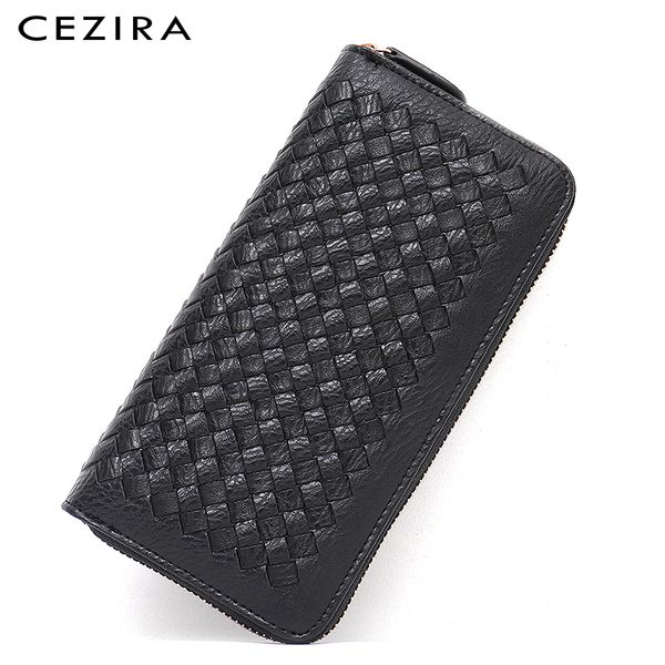 cezira new fashion women woven wallet ladies handmade long pu leather clutch female zipper purse card p holder multi pockets, Red;black
cezira new fashion women woven wallet ladies handmade long pu leather clutch female zipper purse card p holder multi pockets, Red;black