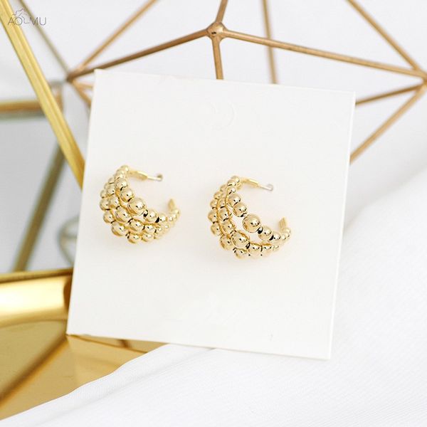 aomu simple s925 sterling silver pin geometric c-shaped golden metal pellet hoop earrings for women girl party gift jewelry, Golden;silver
aomu simple s925 sterling silver pin geometric c-shaped golden metal pellet hoop earrings for women girl party gift jewelry, Golden;silver