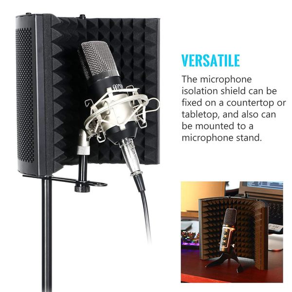 foldable 3 panel studio microphone isolation shield eliminate interference recording sound absorber foam
foldable 3 panel studio microphone isolation shield eliminate interference recording sound absorber foam