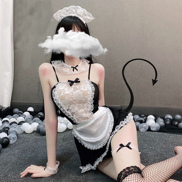lace apron dress maid outfit backless uniform women lingerie bow tie japanese lolita kawaii braces skirt set sleepwear, Red;black
lace apron dress maid outfit backless uniform women lingerie bow tie japanese lolita kawaii braces skirt set sleepwear, Red;black