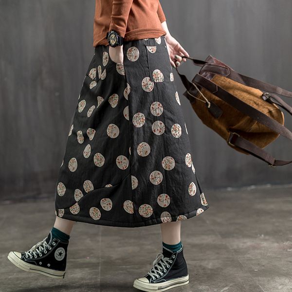 женщины печати dot цветочные юбки vintage проложенный хлопок теплой зимней одежды 2019 упругие талии карманы a-line mori девочка midi юбка, Black
женщины печати dot цветочные юбки vintage проложенный хлопок теплой зимней одежды 2019 упругие талии карманы a-line mori девочка midi юбка, Black