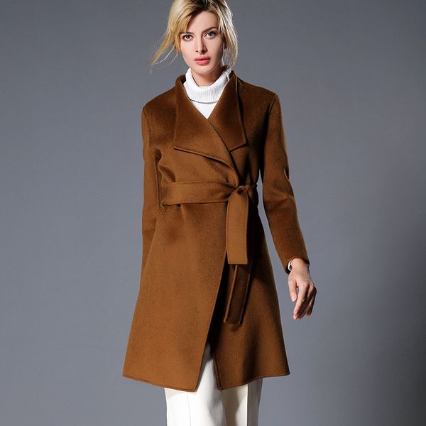 europe women winter fashion adjustable waist turn down collar cashmere middle long coats ladies casual plus size woolen blends, Black
europe women winter fashion adjustable waist turn down collar cashmere middle long coats ladies casual plus size woolen blends, Black