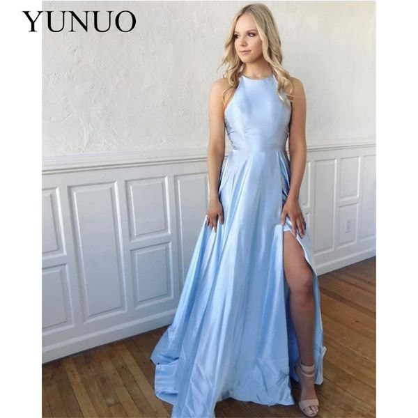 chic light sky blue halter 2019 evening dresses sleeveless criss cross back girls graduation party gowns with side slit cheap, White;black
chic light sky blue halter 2019 evening dresses sleeveless criss cross back girls graduation party gowns with side slit cheap, White;black