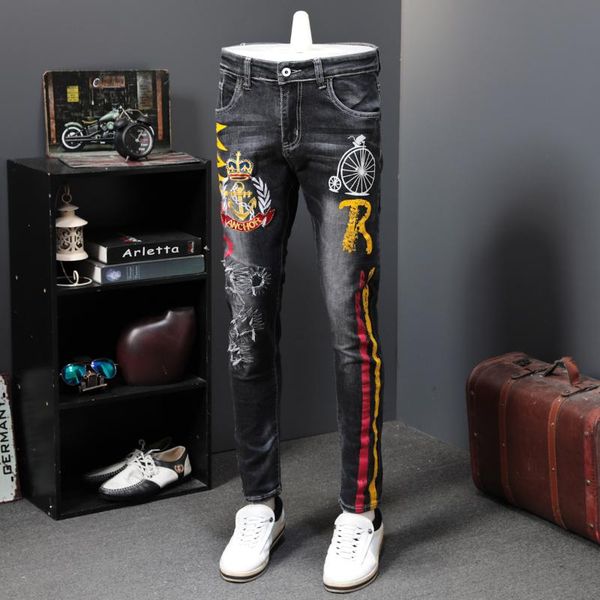 autumn men elastic long trousers fashion print male colored drawing painted slim denim pants designer printing jeans, Blue
autumn men elastic long trousers fashion print male colored drawing painted slim denim pants designer printing jeans, Blue