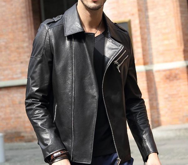 men's leather & faux m--5xl 2021 winter men leisure cultivate one's morality lapel sheepskin jacket, Black
men's leather & faux m--5xl 2021 winter men leisure cultivate one's morality lapel sheepskin jacket, Black