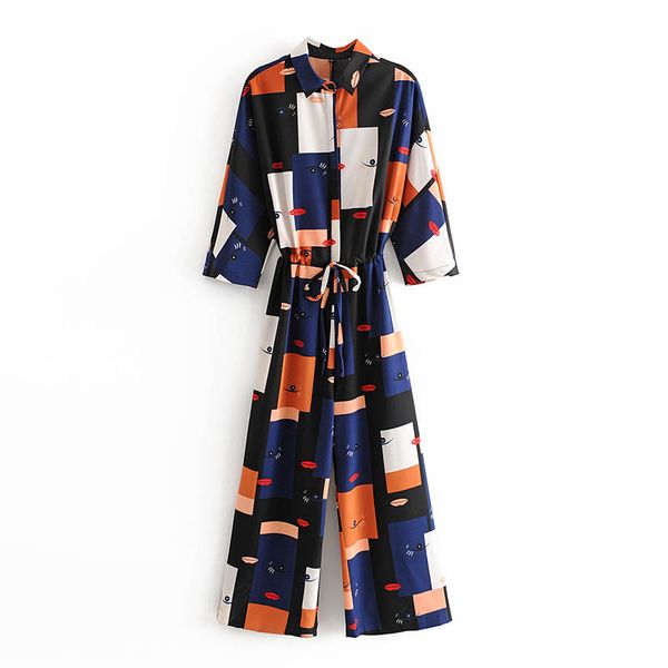 q201 european design geometric print sashes slim waist jumpsuit ladies casual match all jumpsuits overall clothing, Black;white
q201 european design geometric print sashes slim waist jumpsuit ladies casual match all jumpsuits overall clothing, Black;white