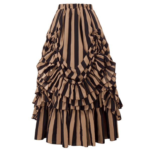 women's vintage gothic bustle skirt vintage retro elastic waist length adjustable skits lady high waist fashion striped dance shows ski, Black
women's vintage gothic bustle skirt vintage retro elastic waist length adjustable skits lady high waist fashion striped dance shows ski, Black