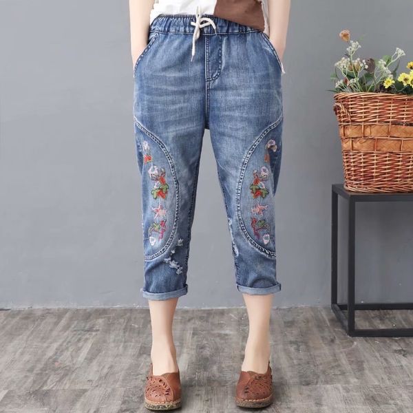 plus size dark blue korean style women elastic stretch jeans flowers boron cropped jeans
plus size dark blue korean style women elastic stretch jeans flowers boron cropped jeans
