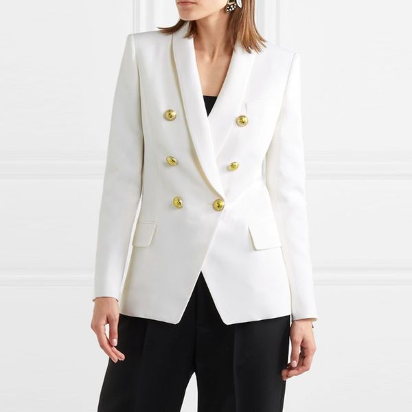 2020 women elegant white coat double breasted v neck buttons jacket office wear female casual outwear blusas, White;black
2020 women elegant white coat double breasted v neck buttons jacket office wear female casual outwear blusas, White;black
