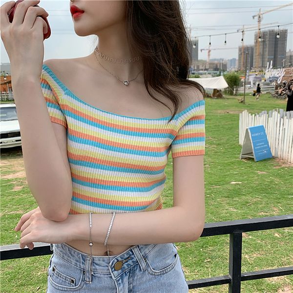 женщины полосатых футболки эстетической топы лето нашивка knit short - sleeved футболка с тонким коротким - вырезать верхней части плеча цве, White
женщины полосатых футболки эстетической топы лето нашивка knit short - sleeved футболка с тонким коротким - вырезать верхней части плеча цве, White