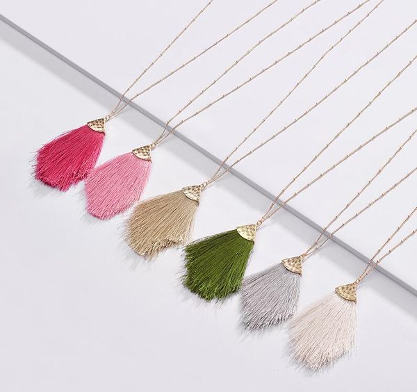 fashion jewelry 2019 spring summer new design colorful fringed tassel pendant long chain necklaces for women, Silver
fashion jewelry 2019 spring summer new design colorful fringed tassel pendant long chain necklaces for women, Silver