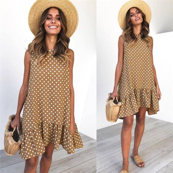 women's asymmetrical casual dresses 2019 summer sleeveless boho beach dress casual loose dot ruffles a-line dress vestiods coffee, Black;gray
women's asymmetrical casual dresses 2019 summer sleeveless boho beach dress casual loose dot ruffles a-line dress vestiods coffee, Black;gray