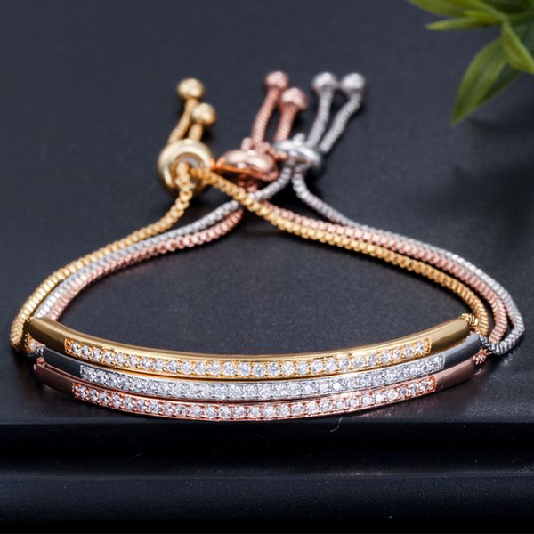 cubic zircon adjustable bracelet bangle for women captivate bar slider brilliant cz rose gold color chain jewelry pulseira feminia gift, Black 
cubic zircon adjustable bracelet bangle for women captivate bar slider brilliant cz rose gold color chain jewelry pulseira feminia gift, Black