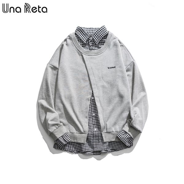 unareta sweatshirts men spring fake two pieces pullover hoodies streetwear patchwork hip hop men clothing plaid hoodie, Black 
unareta sweatshirts men spring fake two pieces pullover hoodies streetwear patchwork hip hop men clothing plaid hoodie, Black