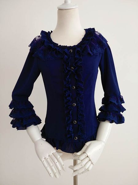 2018 summer classic original white chiffon gothic lolita shirts retro three quarter flare sleeve lace ruffles blouses, Black;red
2018 summer classic original white chiffon gothic lolita shirts retro three quarter flare sleeve lace ruffles blouses, Black;red