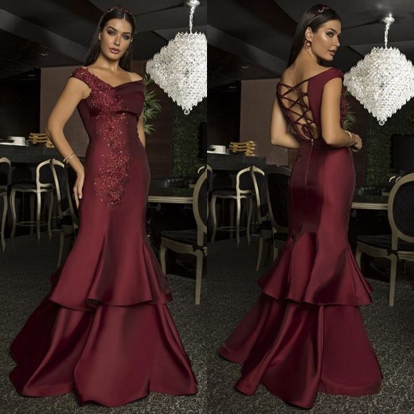 spring 2020 high fashion maroon evening dress asymmetrical neckline mermaid sweep train beaded lace appliqued prom dress women formal gowns, Black;red
spring 2020 high fashion maroon evening dress asymmetrical neckline mermaid sweep train beaded lace appliqued prom dress women formal gowns, Black;red