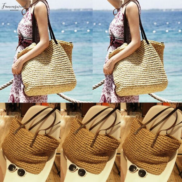 women lady summer beach straw vintage handmade knitted straw rattan bag large capacity shoulder bags
women lady summer beach straw vintage handmade knitted straw rattan bag large capacity shoulder bags