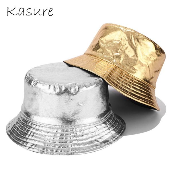 kasure two side reversible new fashion shiny pu bucket hats men women wide brim foldable hip hop street cap, Blue;gray
kasure two side reversible new fashion shiny pu bucket hats men women wide brim foldable hip hop street cap, Blue;gray