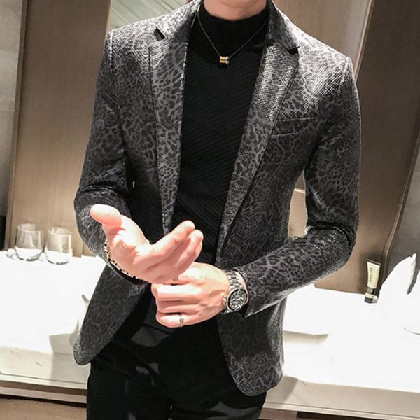 men autumn new leopard leather slim suit jacket male business casual snake print overcoat outerwear faux fur coat, White;black
men autumn new leopard leather slim suit jacket male business casual snake print overcoat outerwear faux fur coat, White;black