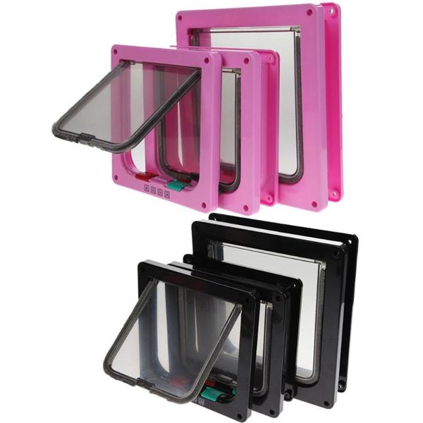 3 size 4 way pet cat puppy dog supplies lock lockable safe flap door