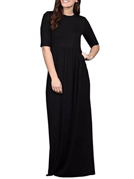 imysty women's casual swing maxi dress crew neck loose plain long dresses with pockets, Black;gray
imysty women's casual swing maxi dress crew neck loose plain long dresses with pockets, Black;gray